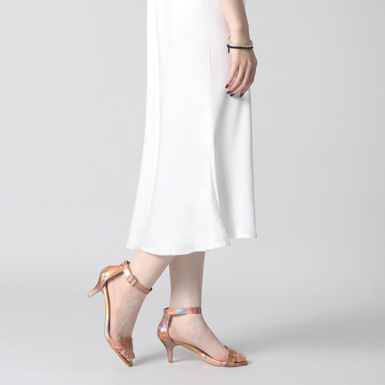 imageAllegra K Womens Ankle Strap Kitten Heel SandalsRose Gold