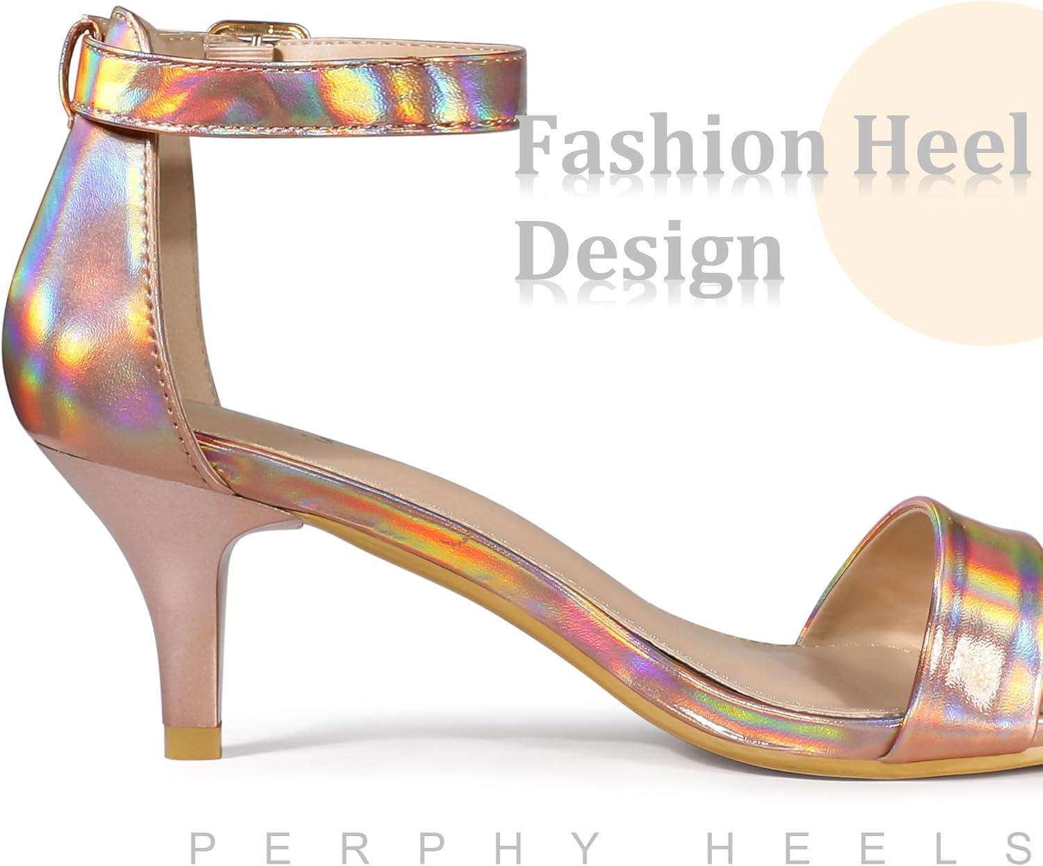 imageAllegra K Womens Ankle Strap Kitten Heel SandalsRose Gold