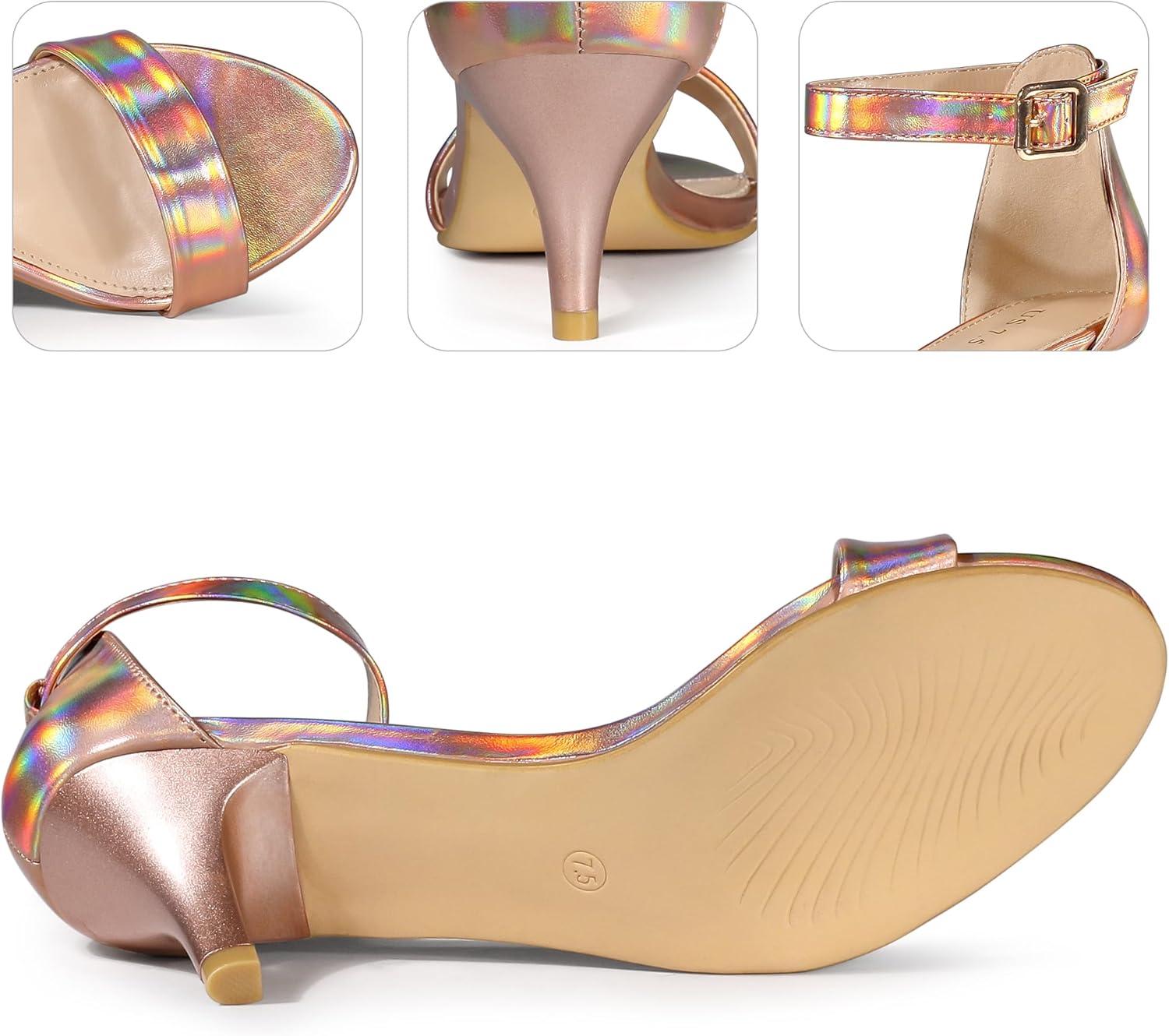 imageAllegra K Womens Ankle Strap Kitten Heel SandalsRose Gold