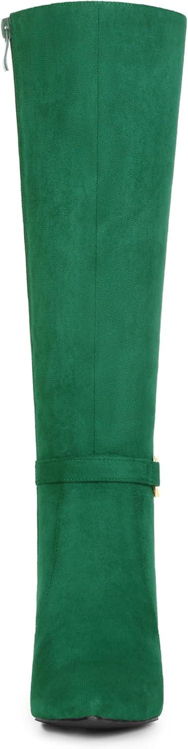 imageAllegra K Womens Buckle Pointed Toe Stiletto Heel Knee High BootsEmerald Green