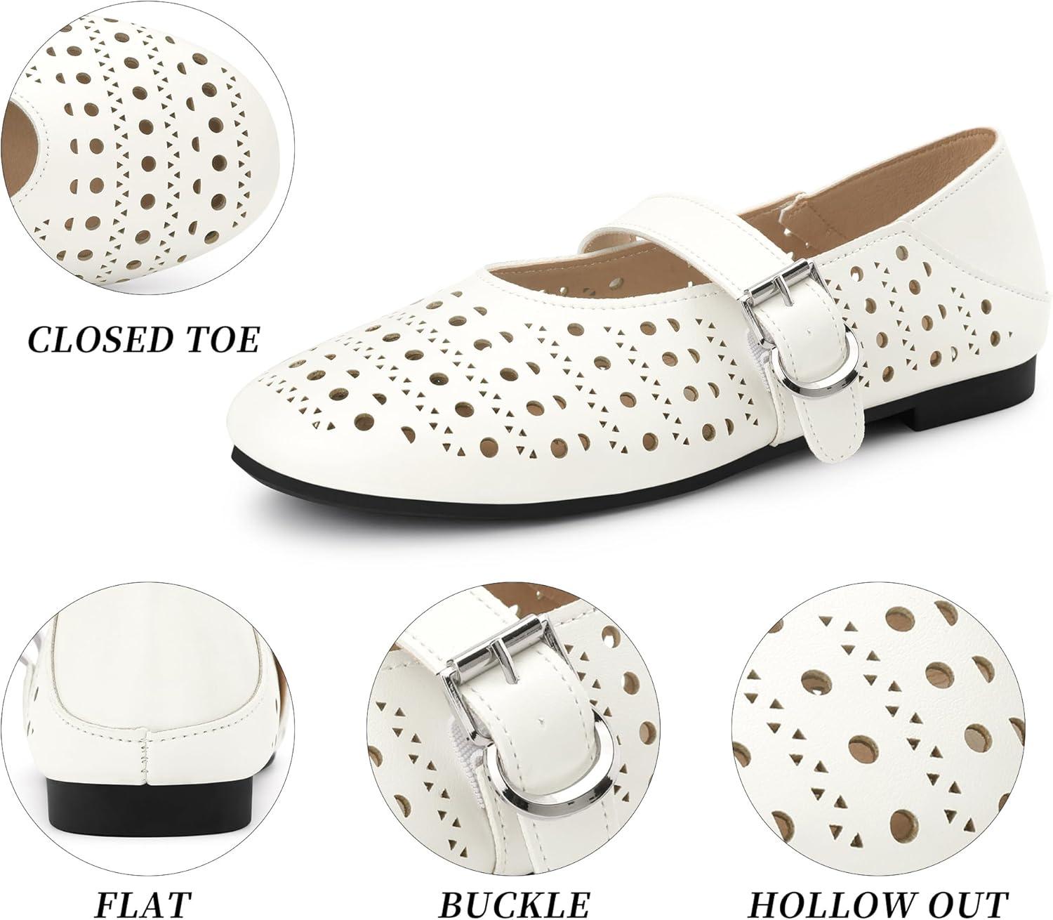 imageAllegra K Womens Buckle Round Toe Slip on Flats PumpsBeige