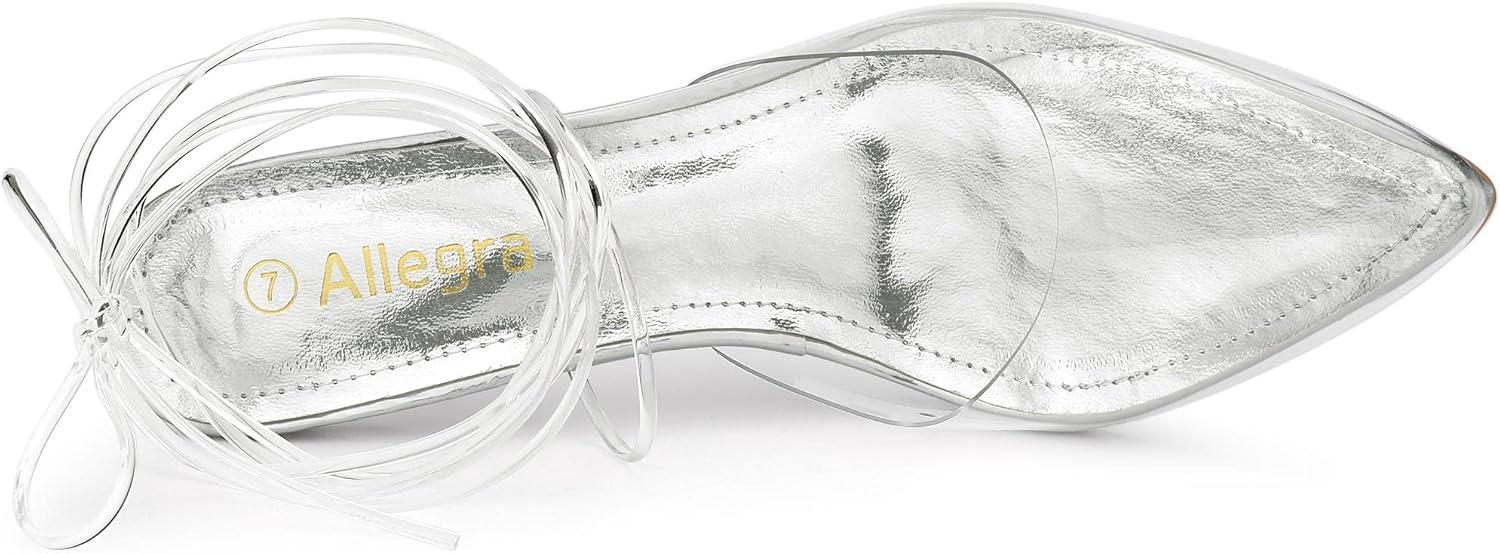 imageAllegra K Womens Clear Heels Lace Up Strappy Stiletto Transparent Heel SandalsSilver