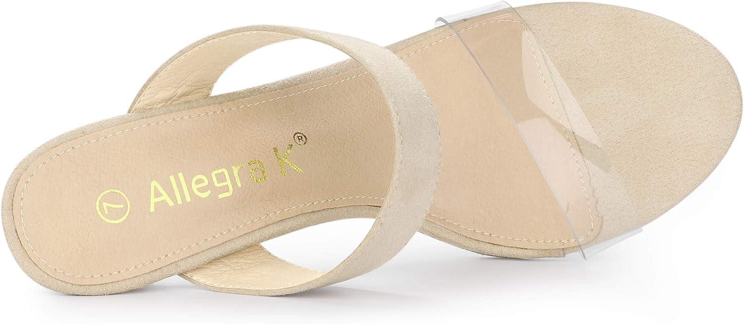 imageAllegra K Womens Clear Strap Stiletto Heel Slides SandalsBeige