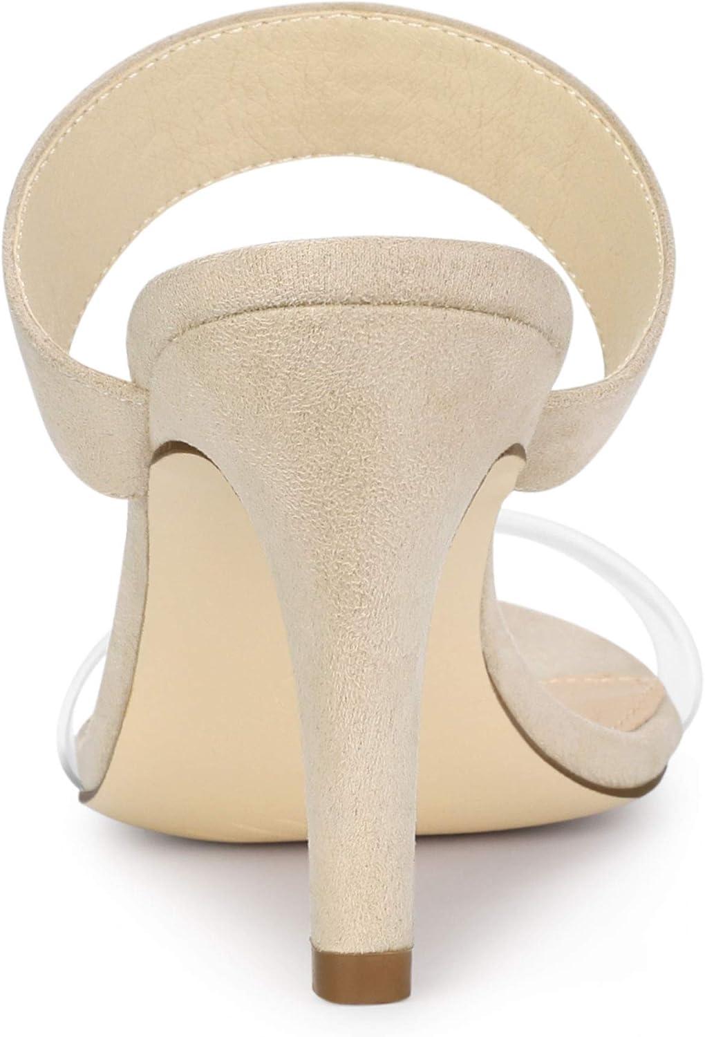 imageAllegra K Womens Clear Strap Stiletto Heel Slides SandalsBeige