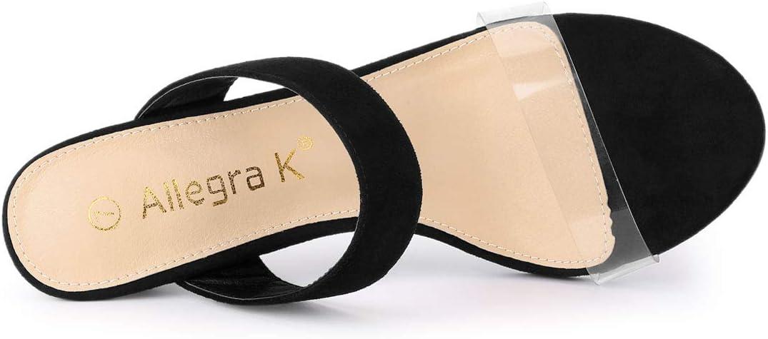 imageAllegra K Womens Clear Strap Stiletto Heel Slides SandalsBlack
