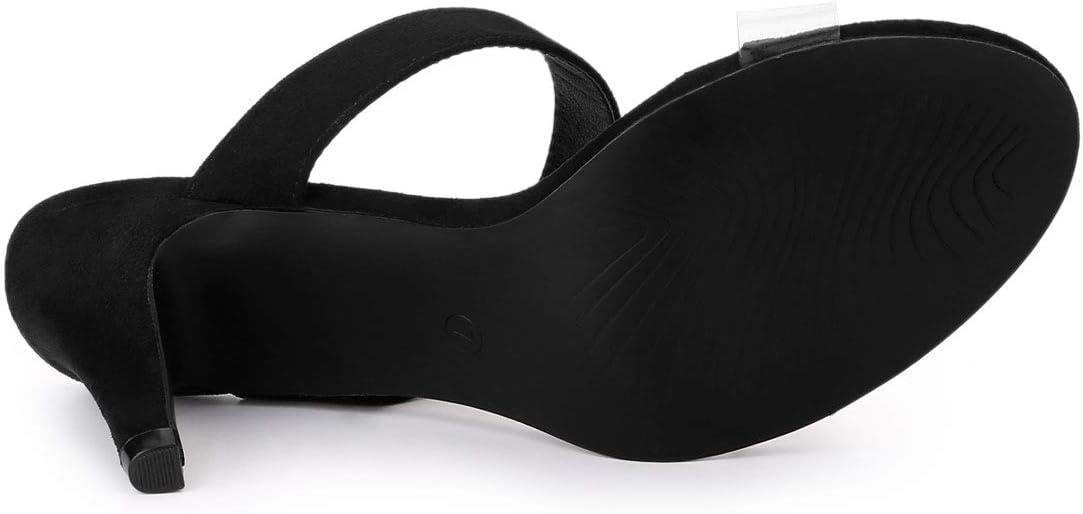 imageAllegra K Womens Clear Strap Stiletto Heel Slides SandalsBlack