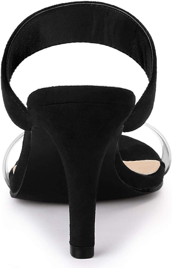imageAllegra K Womens Clear Strap Stiletto Heel Slides SandalsBlack