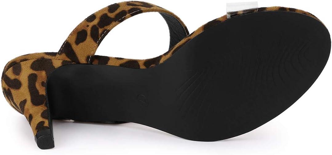 imageAllegra K Womens Clear Strap Stiletto Heel Slides SandalsLeopard