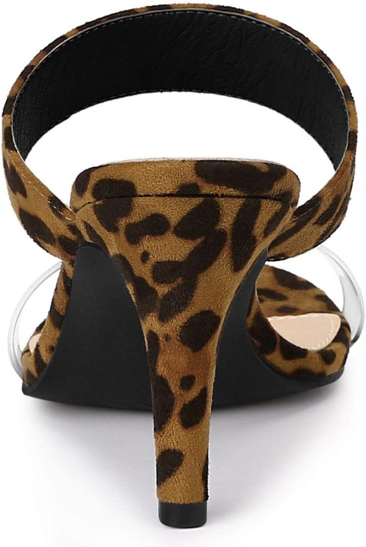 imageAllegra K Womens Clear Strap Stiletto Heel Slides SandalsLeopard