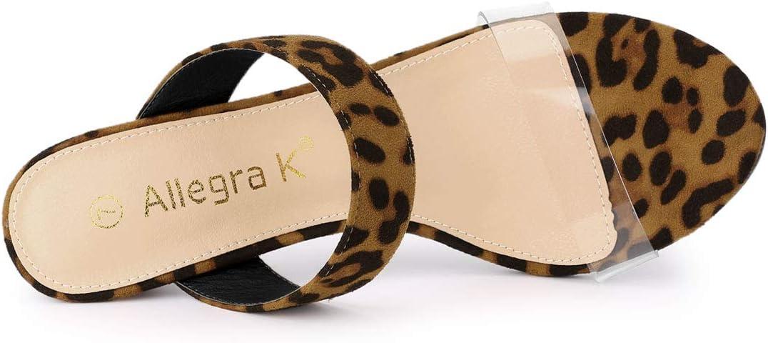 imageAllegra K Womens Clear Strap Stiletto Heel Slides SandalsLeopard