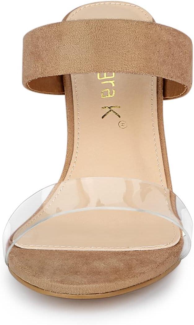 imageAllegra K Womens Dual Clear Strap Block Heels Slides SandalsNude
