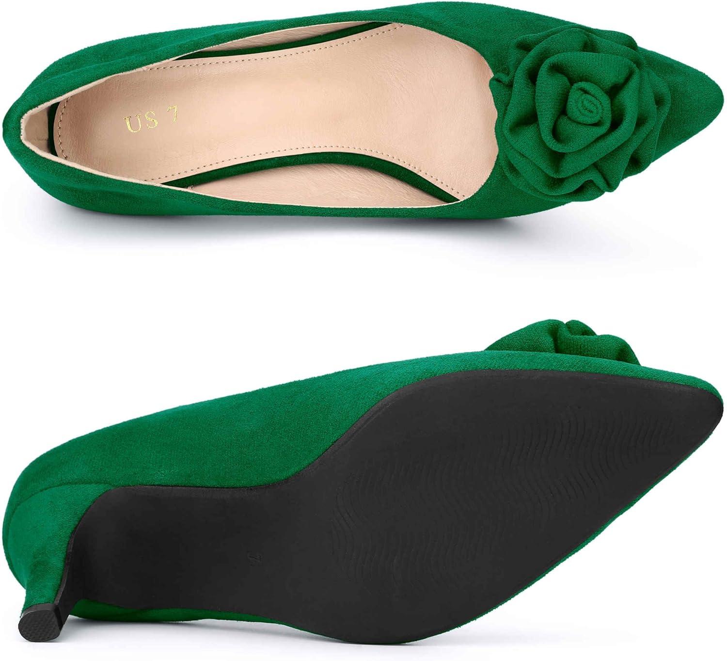 imageAllegra K Womens Flower Closed Pointed Toe Stiletto Heels Shoes PumpsGreen