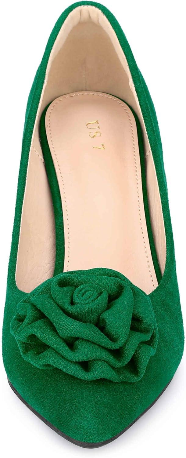 imageAllegra K Womens Flower Closed Pointed Toe Stiletto Heels Shoes PumpsGreen