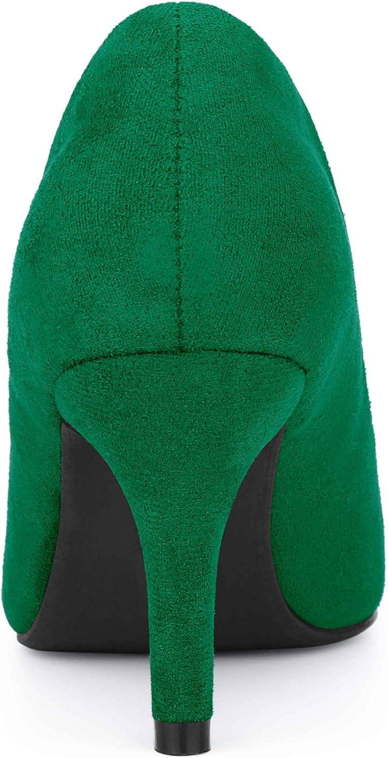 imageAllegra K Womens Flower Closed Pointed Toe Stiletto Heels Shoes PumpsGreen