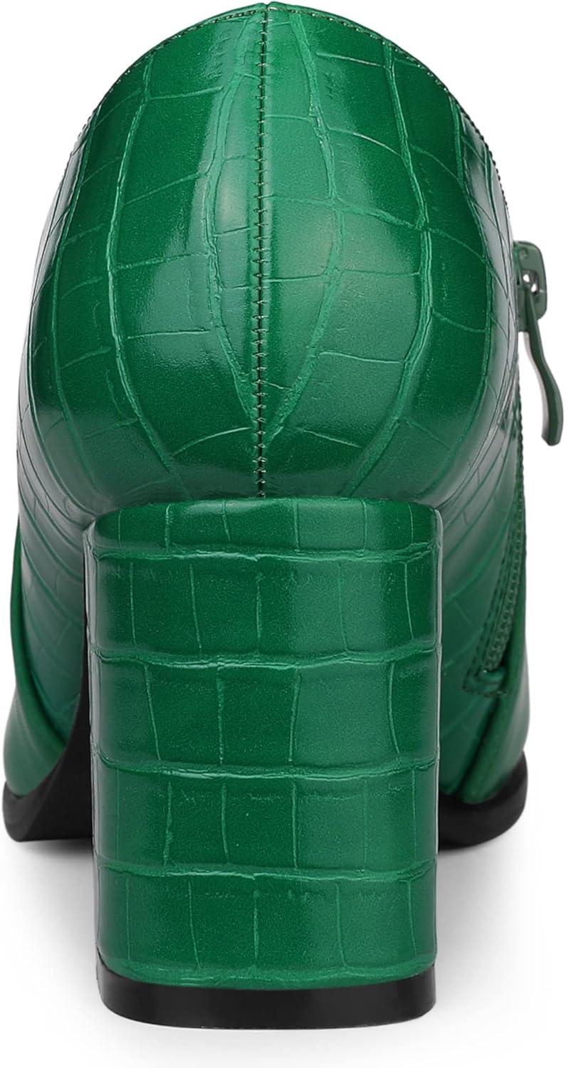 imageAllegra K Womens Heel Boots Pointed Toe Chunky Heels Ankle BootiesGreen