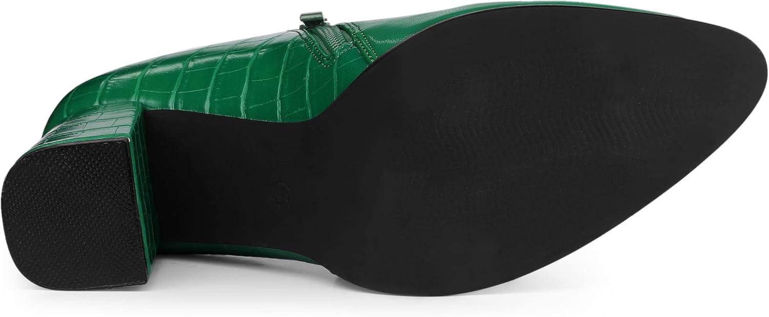 imageAllegra K Womens Heel Boots Pointed Toe Chunky Heels Ankle BootiesGreen