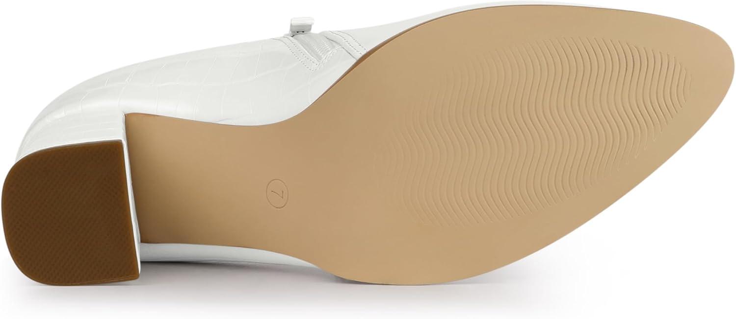 imageAllegra K Womens Heel Boots Pointed Toe Chunky Heels Ankle BootiesWhite