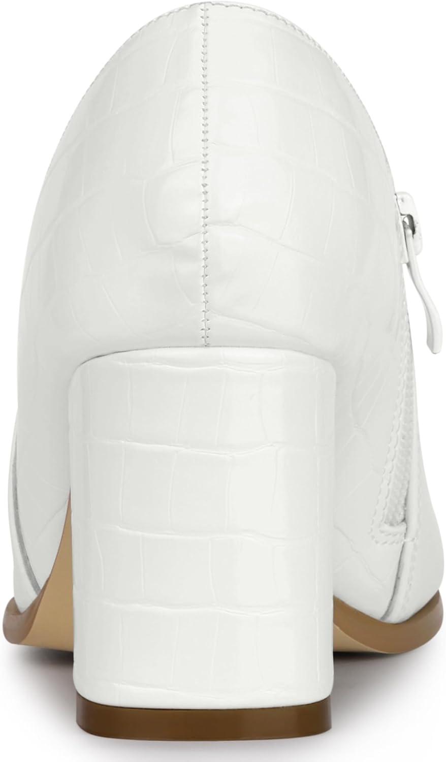 imageAllegra K Womens Heel Boots Pointed Toe Chunky Heels Ankle BootiesWhite