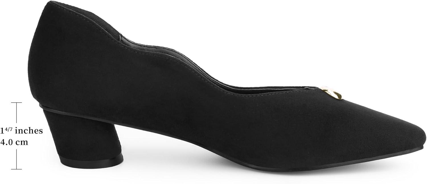 imageAllegra K Womens Mental Buckle Chunky Heel Square Toe Slip on PumpsBlack