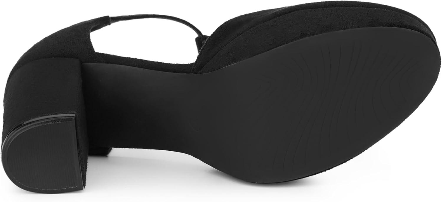 imageAllegra K Womens Platform Round Toe Heels TStrap Chunky High Heel PumpsBlack