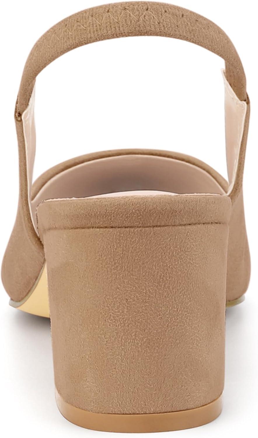 imageAllegra K Womens Pointed Toe Block Heel Pumps Nude Slingback Heels  6 M US