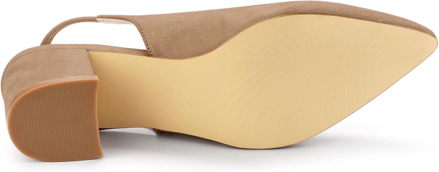 imageAllegra K Womens Pointed Toe Block Heel Pumps Nude Slingback Heels  6 M US