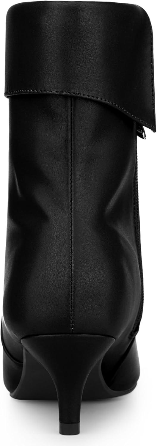 imageAllegra K Womens Pointed Toe Side Zip Kitten Heel Ankle BootsBlack