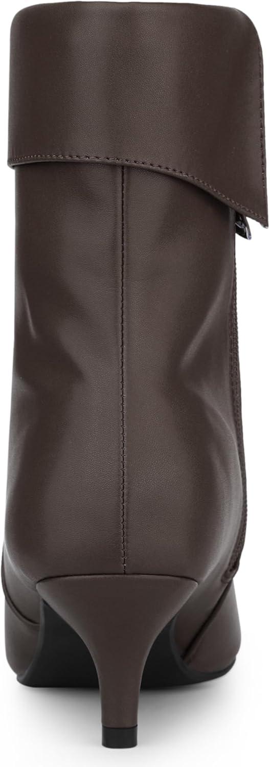 imageAllegra K Womens Pointed Toe Side Zip Kitten Heel Ankle BootsCoffee