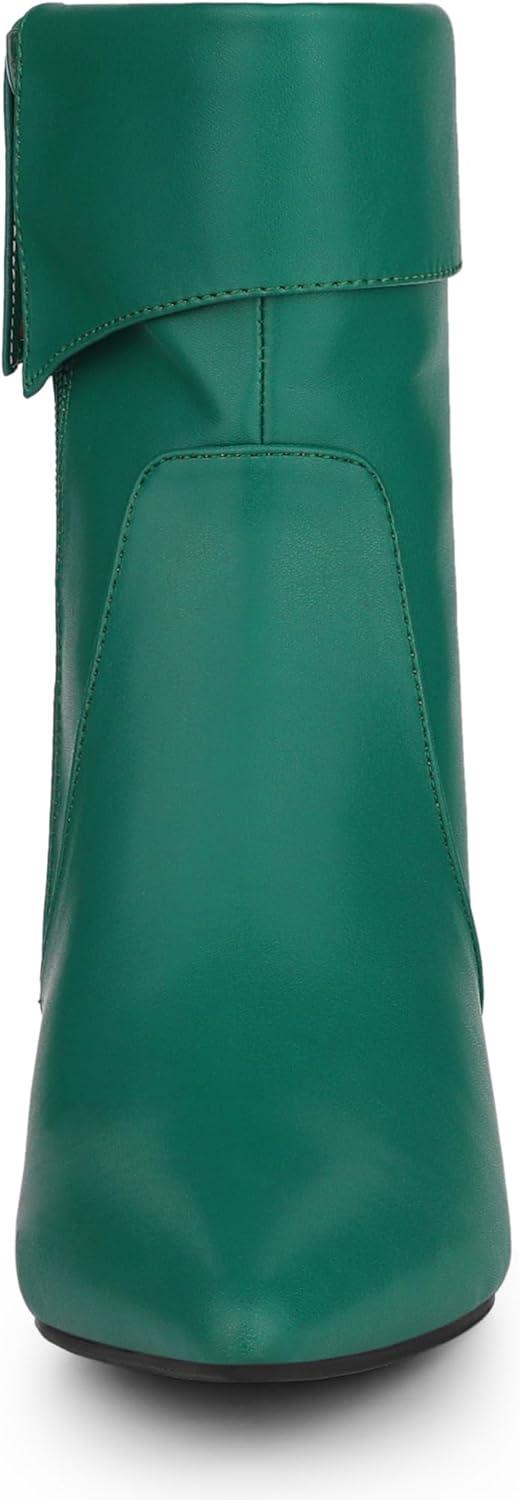 imageAllegra K Womens Pointed Toe Side Zip Kitten Heel Ankle BootsGreen