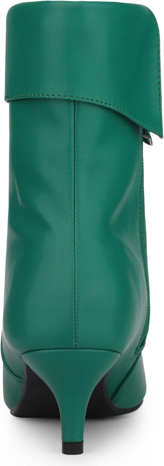 imageAllegra K Womens Pointed Toe Side Zip Kitten Heel Ankle BootsGreen