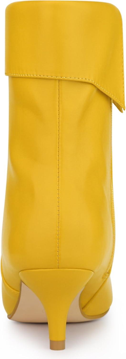 imageAllegra K Womens Pointed Toe Side Zip Kitten Heel Ankle BootsYellow