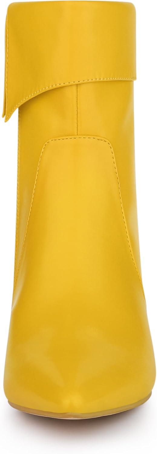 imageAllegra K Womens Pointed Toe Side Zip Kitten Heel Ankle BootsYellow