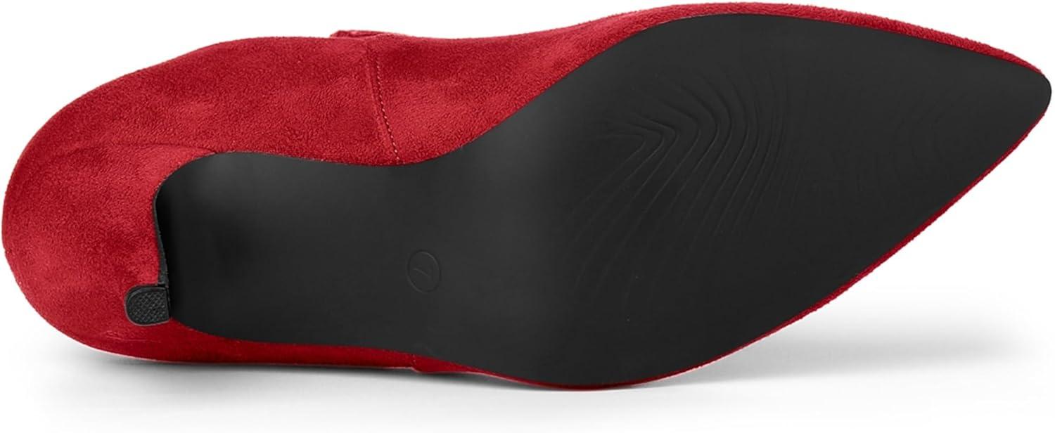 imageAllegra K Womens Pointed Toe Stiletto Heel Chelsea Ankle BootiesRed