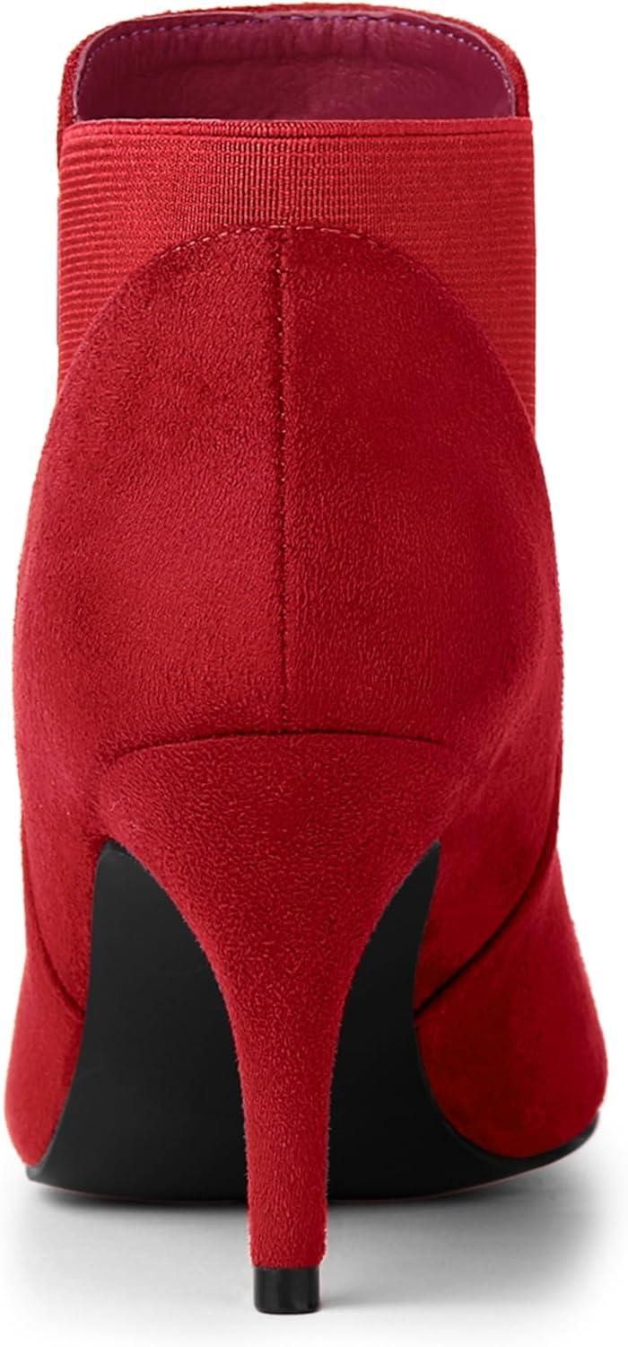 imageAllegra K Womens Pointed Toe Stiletto Heel Chelsea Ankle BootiesRed