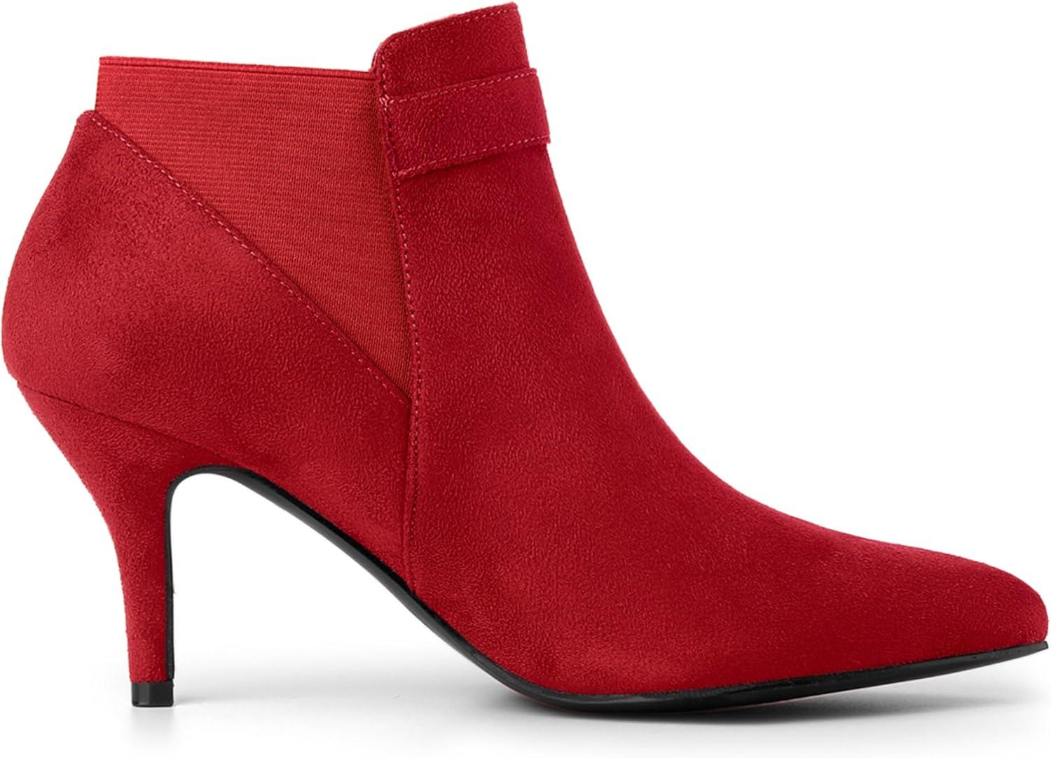 imageAllegra K Womens Pointed Toe Stiletto Heel Chelsea Ankle BootiesRed
