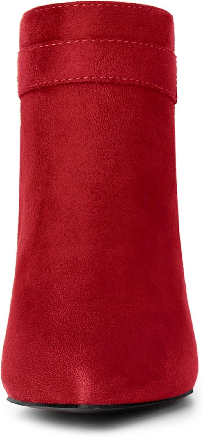 imageAllegra K Womens Pointed Toe Stiletto Heel Chelsea Ankle BootiesRed