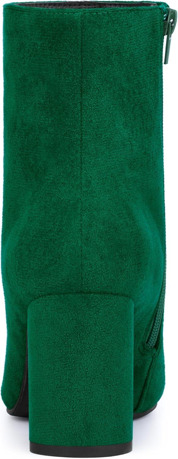 imageAllegra K Womens Pointy Toe Side Zip Block Heel Ankle BootsEmerald Green