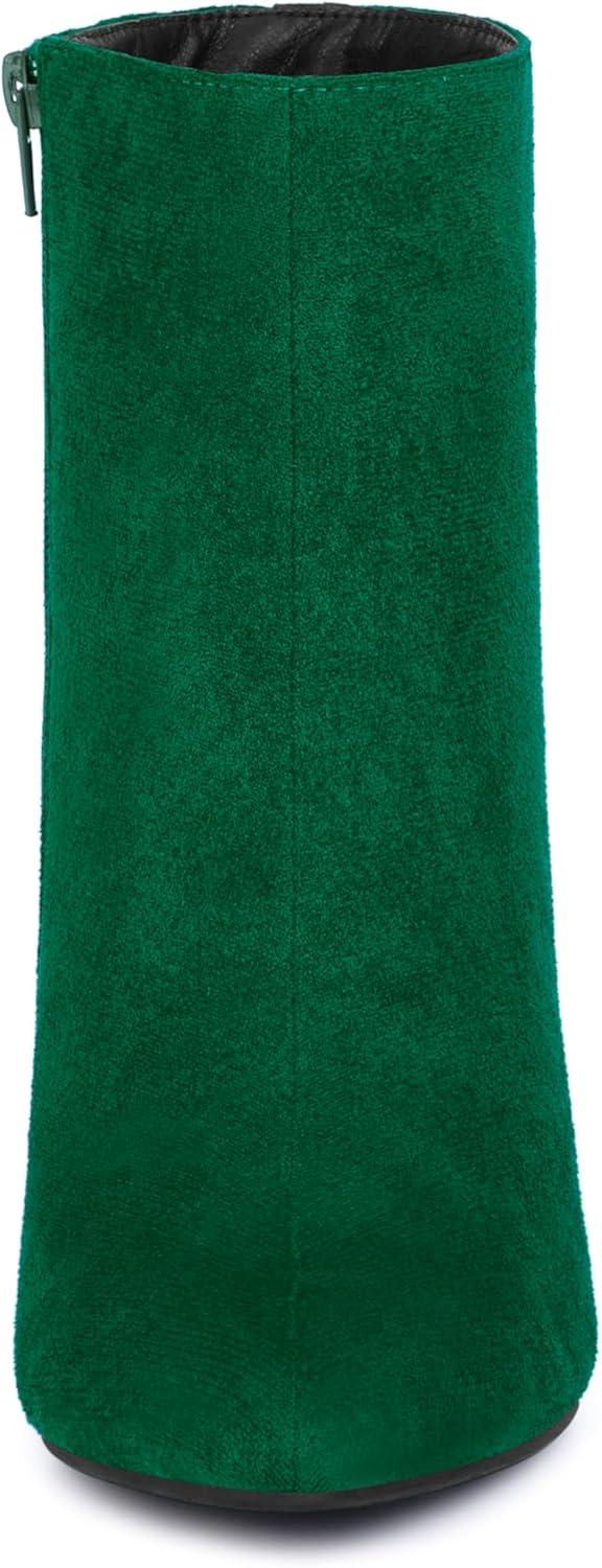 imageAllegra K Womens Pointy Toe Side Zip Block Heel Ankle BootsEmerald Green