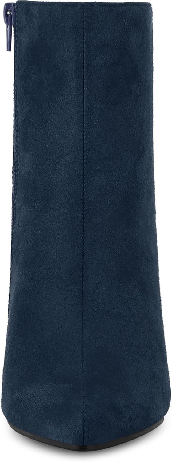 imageAllegra K Womens Pointy Toe Side Zip Block Heel Ankle BootsNavy Blue