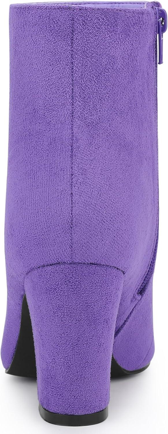 imageAllegra K Womens Round Toe Chunky Heel Ankle BootsPurple