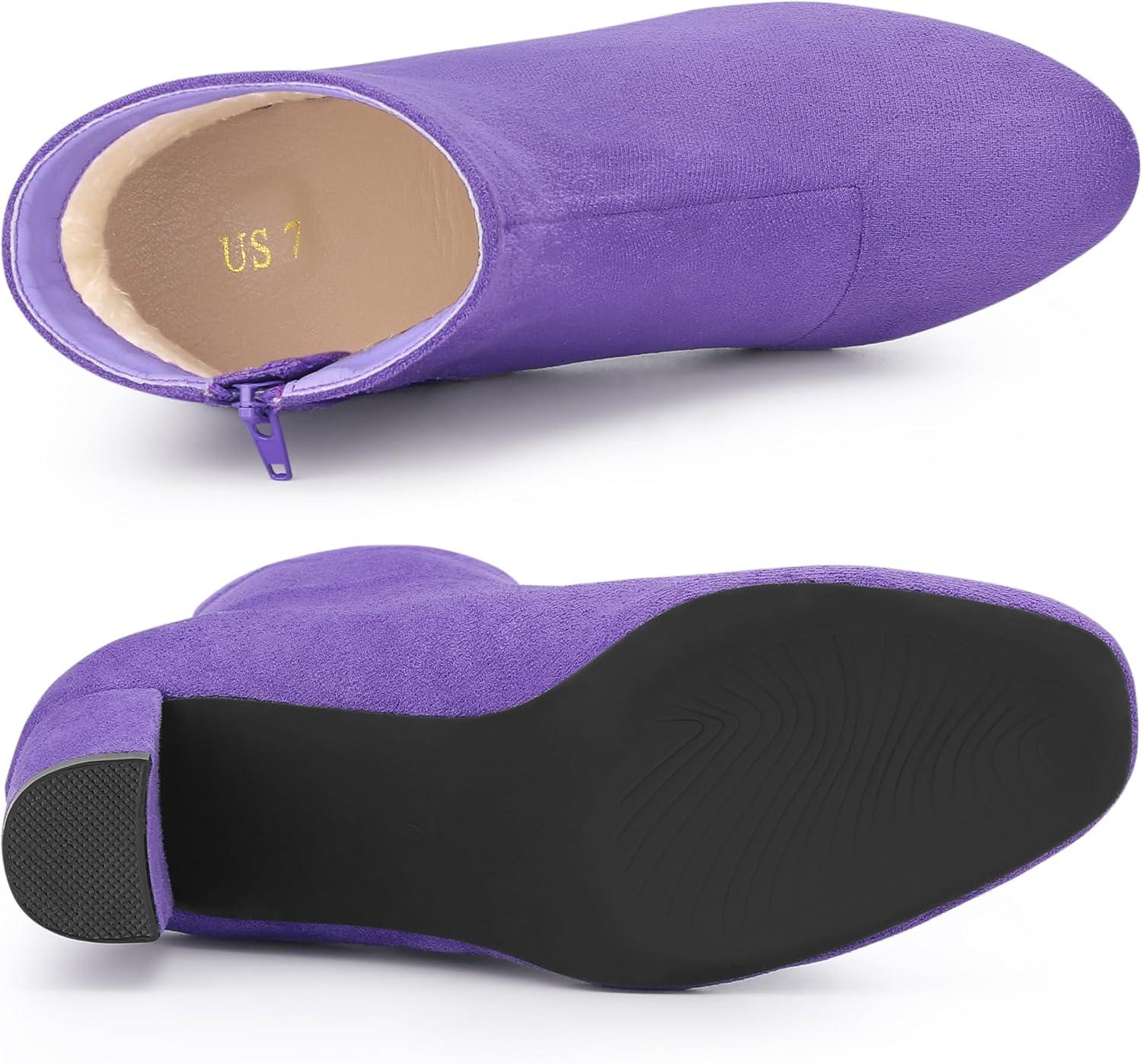 imageAllegra K Womens Round Toe Chunky Heel Ankle BootsPurple