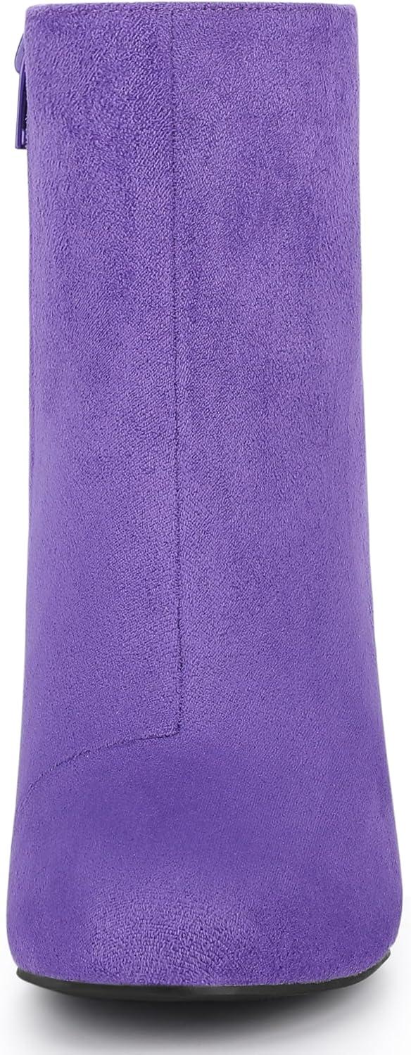 imageAllegra K Womens Round Toe Chunky Heel Ankle BootsPurple