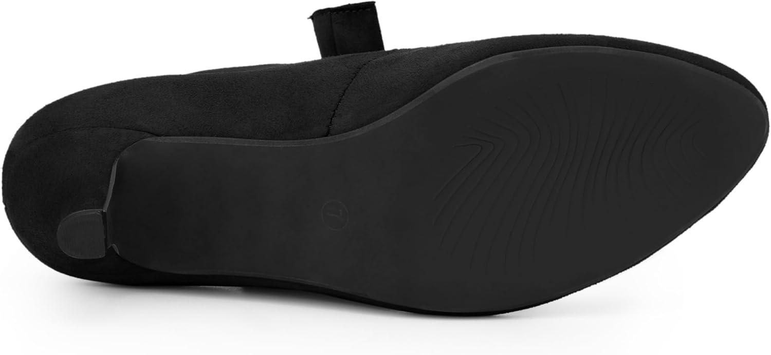 imageAllegra K Womens Round Toe Knot Hook and Loop Strap Kitten Heel PumpsBlack