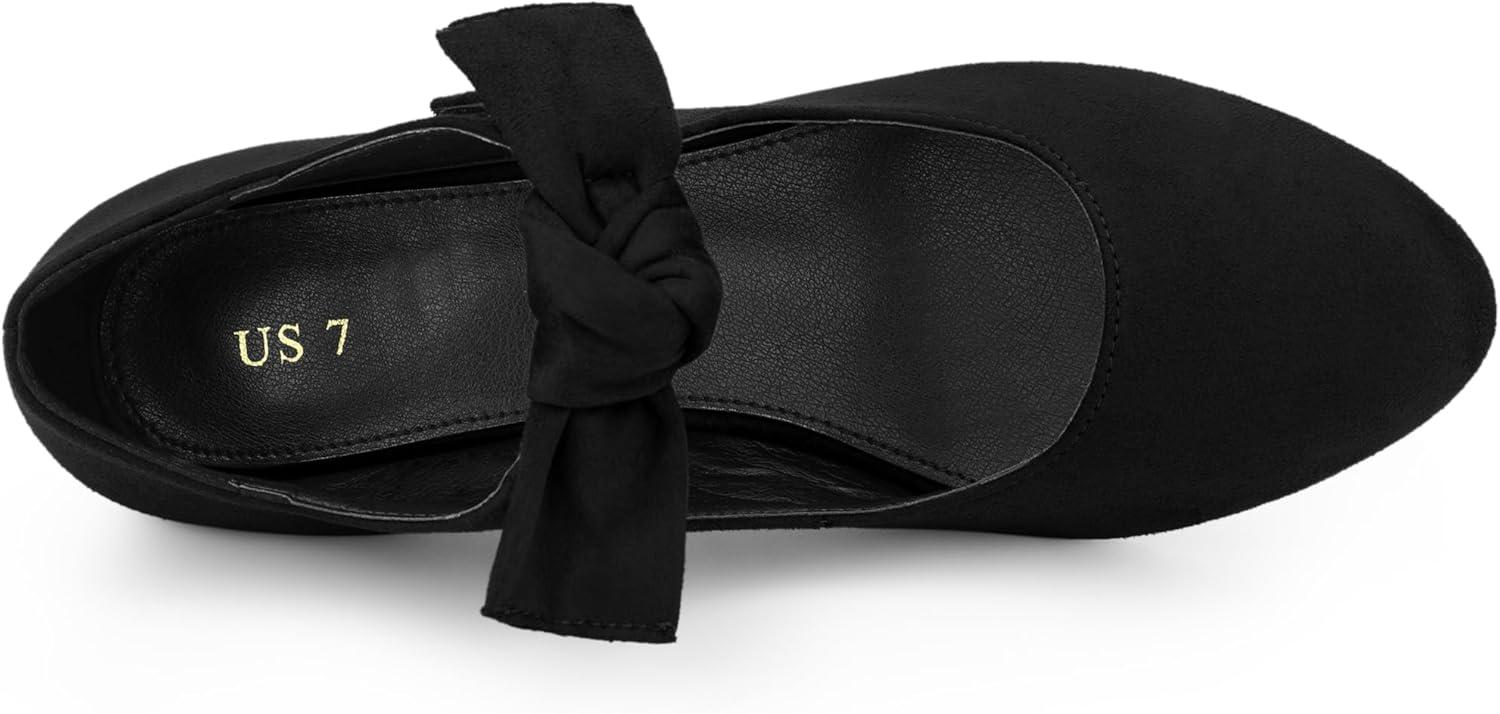 imageAllegra K Womens Round Toe Knot Hook and Loop Strap Kitten Heel PumpsBlack