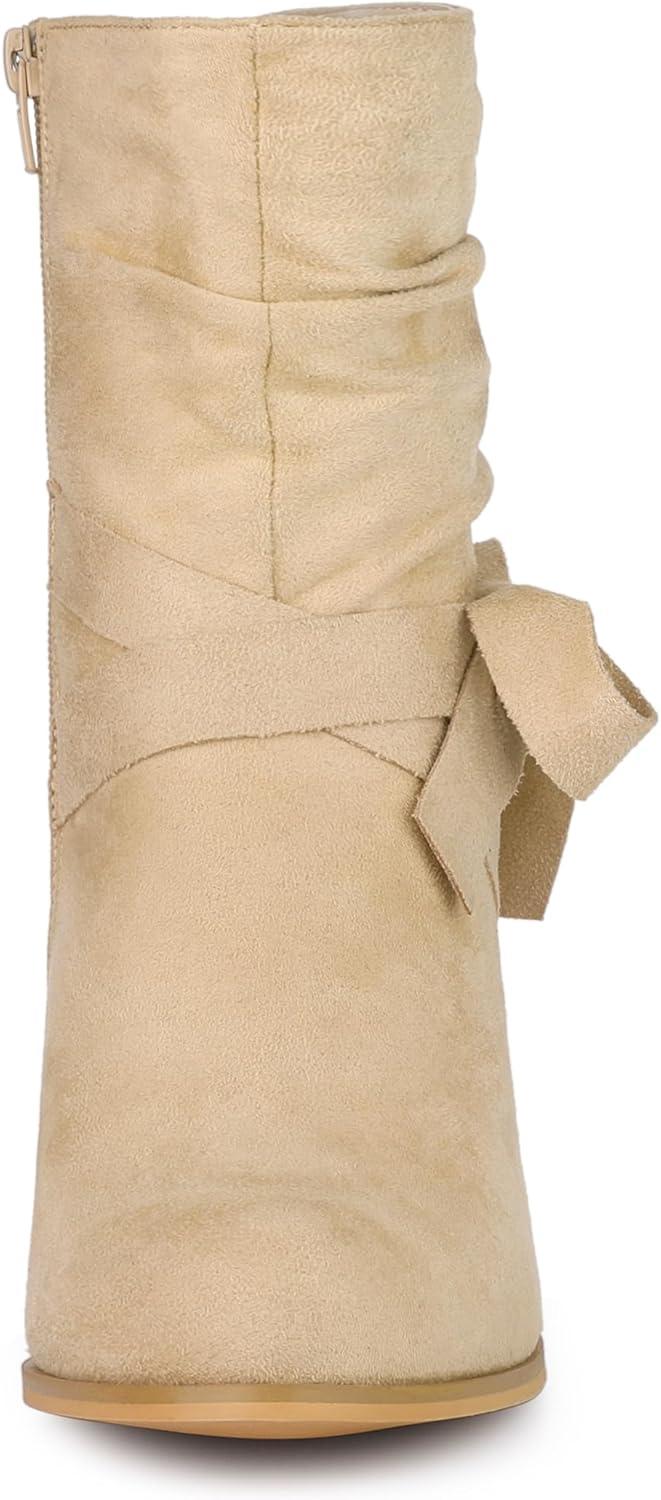 imageAllegra K Womens Slouch Chunky Heel Ankle BootsBeige