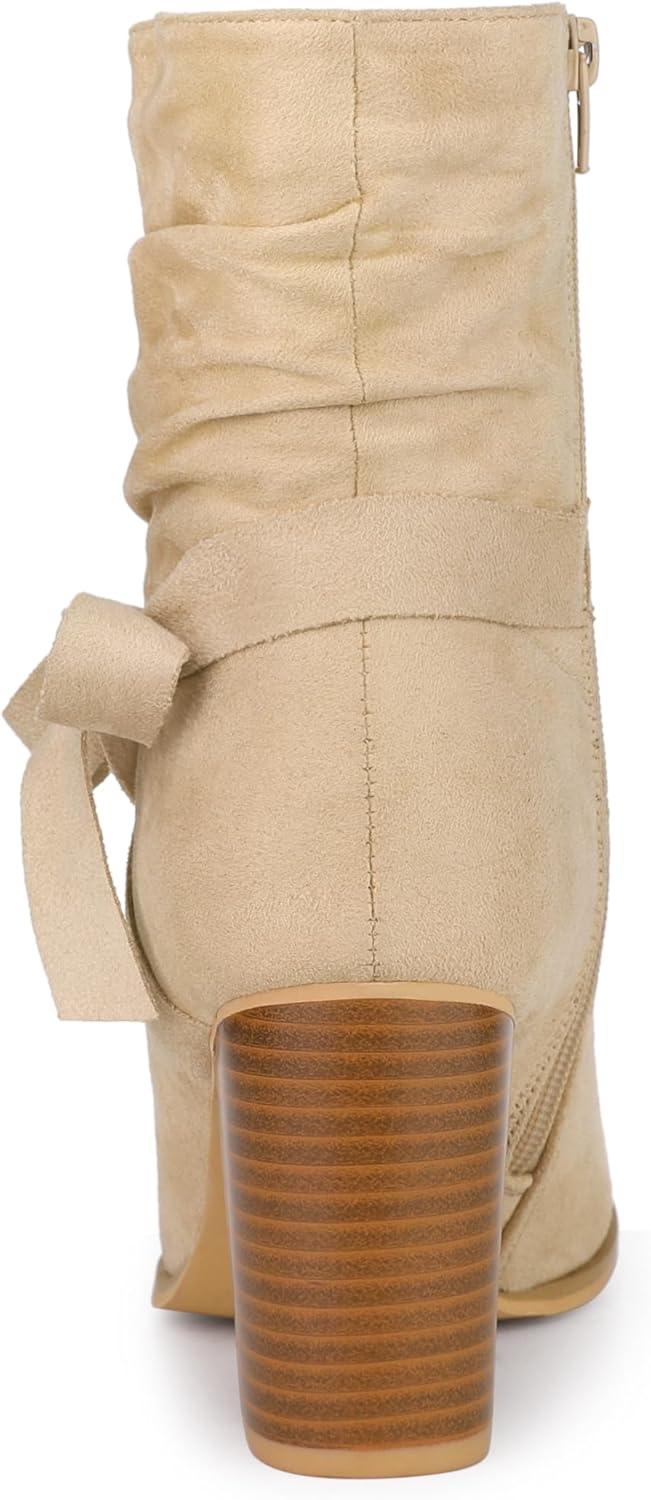 imageAllegra K Womens Slouch Chunky Heel Ankle BootsBeige