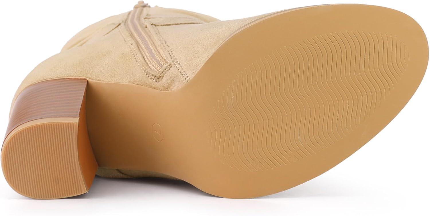 imageAllegra K Womens Slouch Chunky Heel Ankle BootsBeige