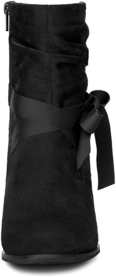imageAllegra K Womens Slouch Chunky Heel Ankle BootsBlack