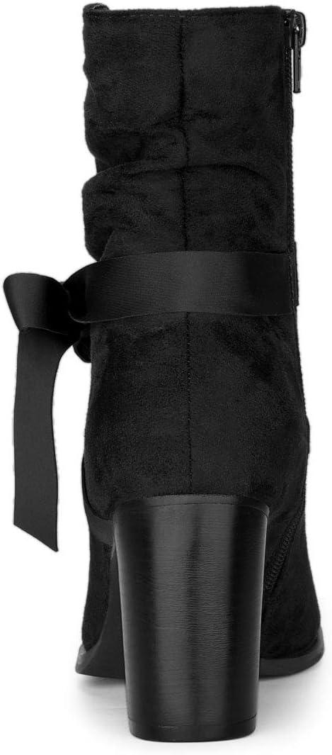 imageAllegra K Womens Slouch Chunky Heel Ankle BootsBlack