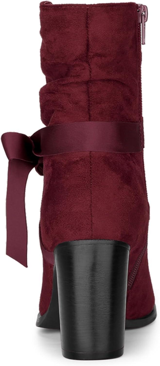 imageAllegra K Womens Slouch Chunky Heel Ankle BootsBurgundy